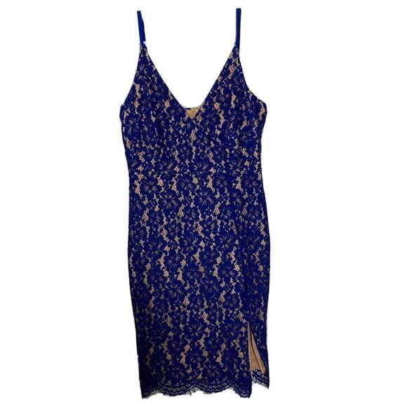 Lulu’s ‘She’s a Knockout’ Cobalt Blue Lace Lined Bodycon Sleeveless Dress-M - Picture 5 of 16